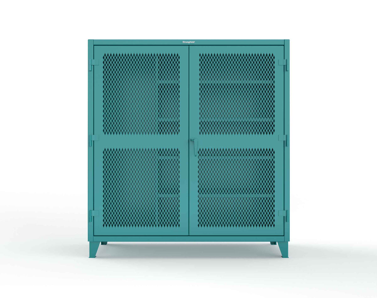 Extreme Duty 12 GA Janitorial Ventilated (Diamond) Cabinet with 4 Shelves - 72 In. W x 24 In. D x 78 In. H - 66-V-BC-244-5021