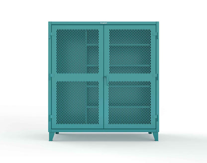 Extreme Duty 12 GA Janitorial Ventilated (Diamond) Cabinet with 4 Shelves - 72 In. W x 24 In. D x 78 In. H - 66-V-BC-244-5021