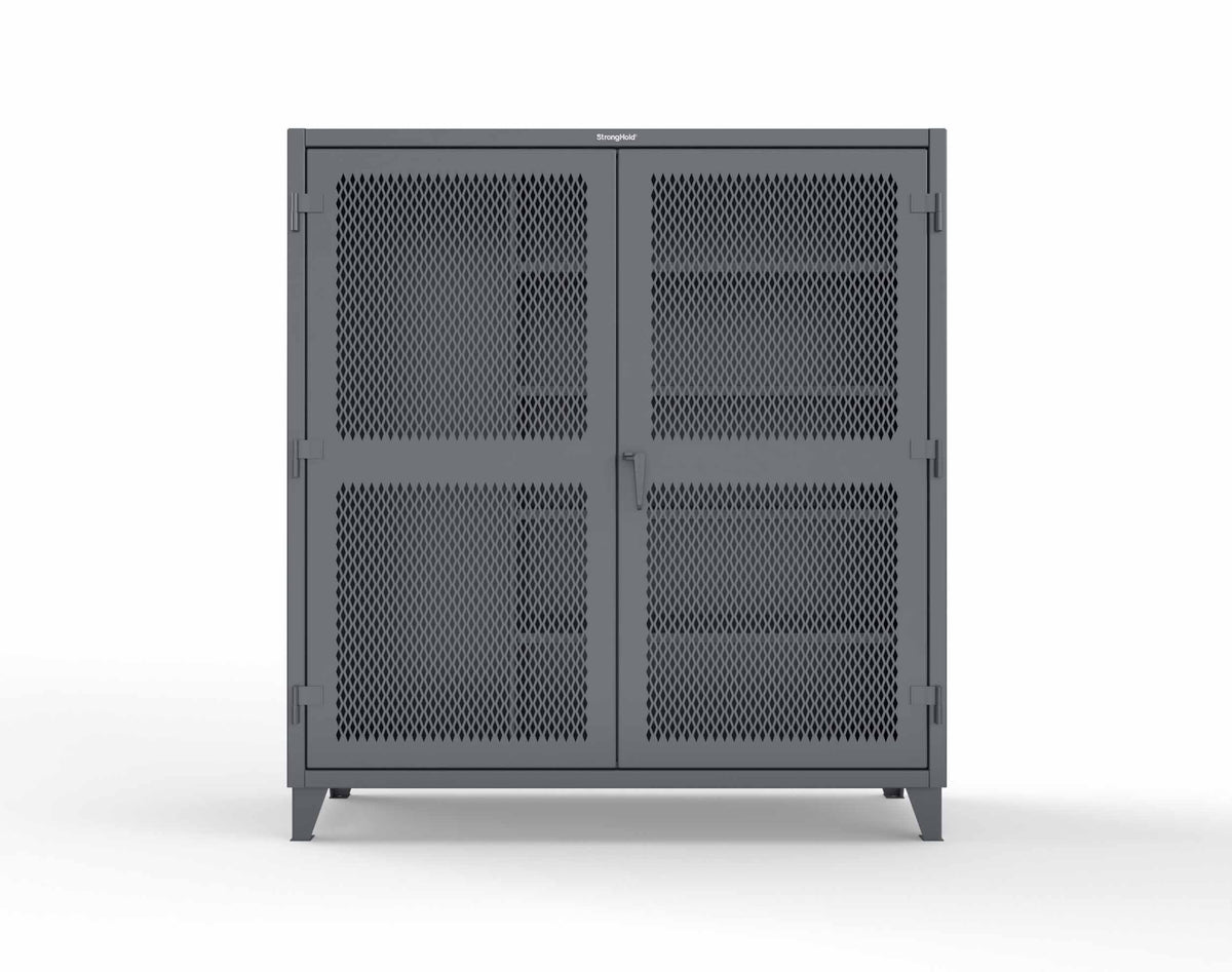Extreme Duty 12 GA Janitorial Ventilated (Diamond) Cabinet with 4 Shelves - 72 In. W x 24 In. D x 78 In. H - 66-V-BC-244-7024