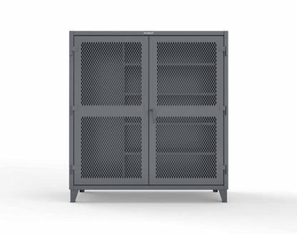 Extreme Duty 12 GA Janitorial Ventilated (Diamond) Cabinet with 4 Shelves - 72 In. W x 24 In. D x 78 In. H - 66-V-BC-244-7024