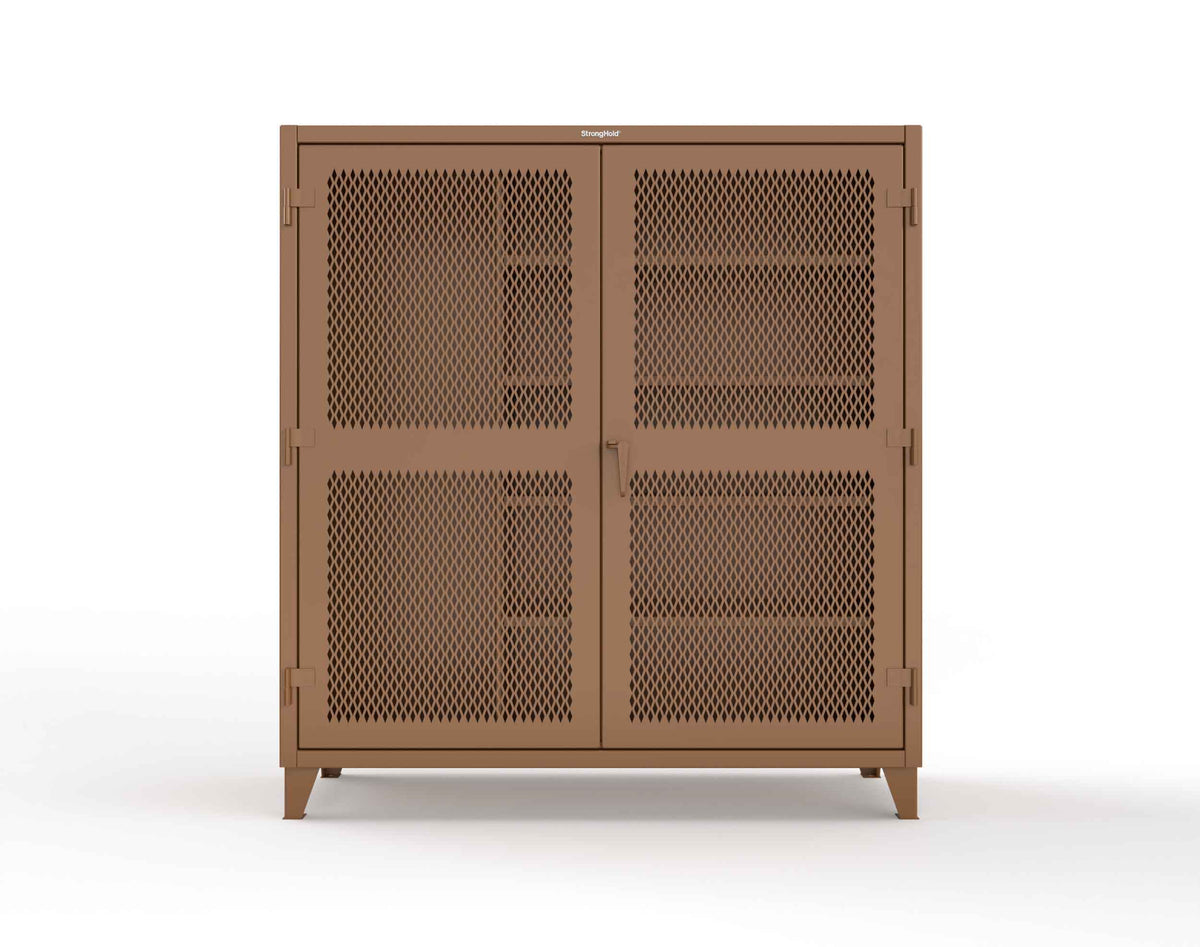 Extreme Duty 12 GA Janitorial Ventilated (Diamond) Cabinet with 4 Shelves - 72 In. W x 24 In. D x 78 In. H - 66-V-BC-244-8025