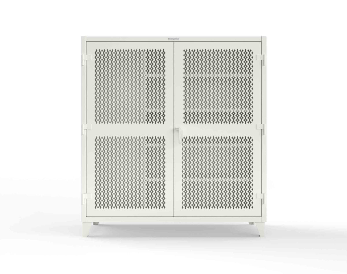 Extreme Duty 12 GA Janitorial Ventilated (Diamond) Cabinet with 4 Shelves - 72 In. W x 24 In. D x 78 In. H - 66-V-BC-244-9003