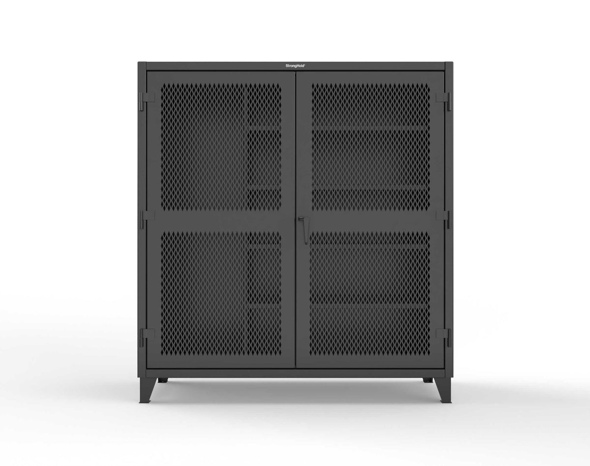 Extreme Duty 12 GA Janitorial Ventilated (Diamond) Cabinet with 4 Shelves - 72 In. W x 24 In. D x 78 In. H - 66-V-BC-244-9005