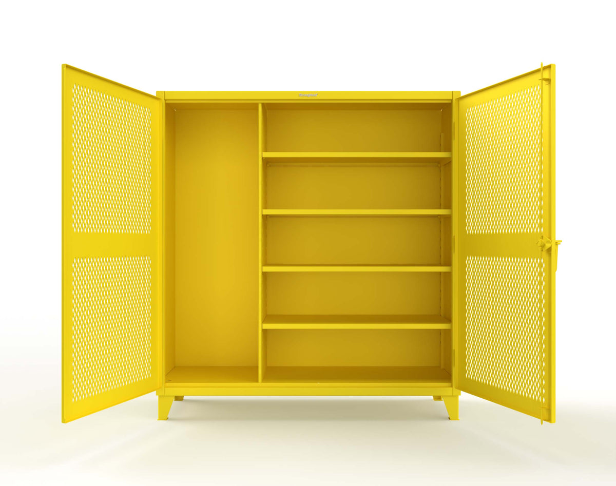 Extreme Duty 12 GA Janitorial Ventilated (Diamond) Cabinet with 4 Shelves - 72 In. W x 24 In. D x 78 In. H - 66-V-BC-244-1023
