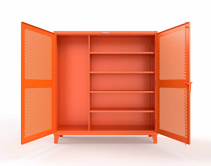 Extreme Duty 12 GA Janitorial Ventilated (Diamond) Cabinet with 4 Shelves - 72 In. W x 24 In. D x 78 In. H - 66-V-BC-244-2004