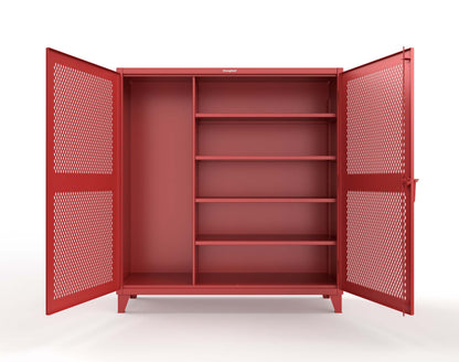 Extreme Duty 12 GA Janitorial Ventilated (Diamond) Cabinet with 4 Shelves - 72 In. W x 24 In. D x 78 In. H - 66-V-BC-244-3001