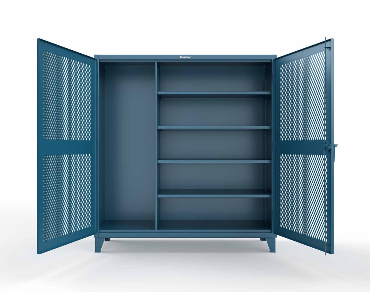 Extreme Duty 12 GA Janitorial Ventilated (Diamond) Cabinet with 4 Shelves - 72 In. W x 24 In. D x 78 In. H - 66-V-BC-244-5010