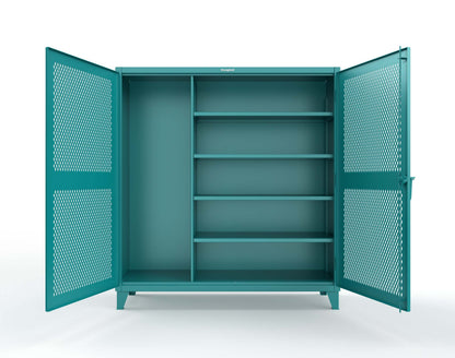 Extreme Duty 12 GA Janitorial Ventilated (Diamond) Cabinet with 4 Shelves - 72 In. W x 24 In. D x 78 In. H - 66-V-BC-244-5021