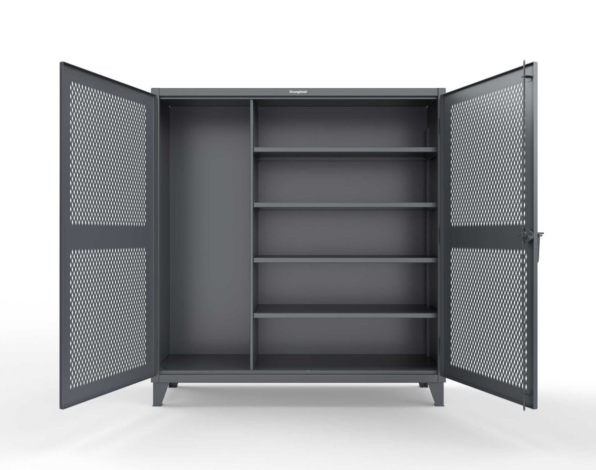 Extreme Duty 12 GA Janitorial Ventilated (Diamond) Cabinet with 4 Shelves - 72 In. W x 24 In. D x 78 In. H - 66-V-BC-244-7024