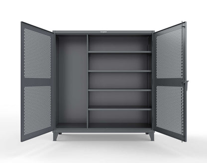 Extreme Duty 12 GA Janitorial Ventilated (Diamond) Cabinet with 4 Shelves - 72 In. W x 24 In. D x 78 In. H - 66-V-BC-244-7024