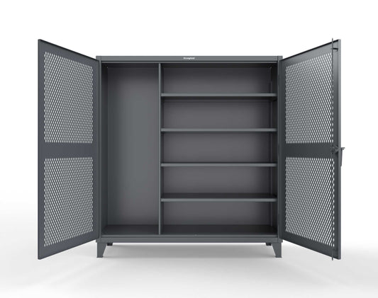 Extreme Duty 12 GA Janitorial Ventilated (Diamond) Cabinet with 4 Shelves - 72 In. W x 24 In. D x 78 In. H - 66-V-BC-244-7024