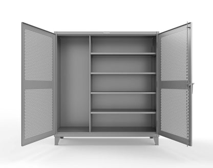 Extreme Duty 12 GA Janitorial Ventilated (Diamond) Cabinet with 4 Shelves - 72 In. W x 24 In. D x 78 In. H - 66-V-BC-244-7037