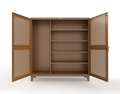 Extreme Duty 12 GA Janitorial Ventilated (Diamond) Cabinet with 4 Shelves - 72 In. W x 24 In. D x 78 In. H - 66-V-BC-244-8025