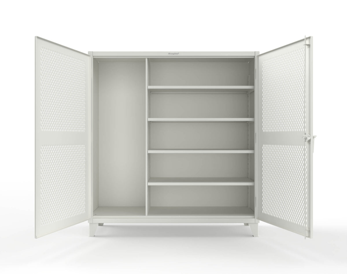 Extreme Duty 12 GA Janitorial Ventilated (Diamond) Cabinet with 4 Shelves - 72 In. W x 24 In. D x 78 In. H - 66-V-BC-244-9003
