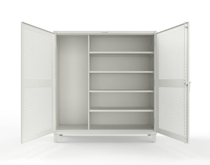 Extreme Duty 12 GA Janitorial Ventilated (Diamond) Cabinet with 4 Shelves - 72 In. W x 24 In. D x 78 In. H - 66-V-BC-244-9003