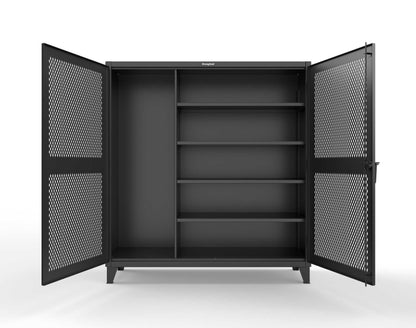 Extreme Duty 12 GA Janitorial Ventilated (Diamond) Cabinet with 4 Shelves - 72 In. W x 24 In. D x 78 In. H - 66-V-BC-244-9005