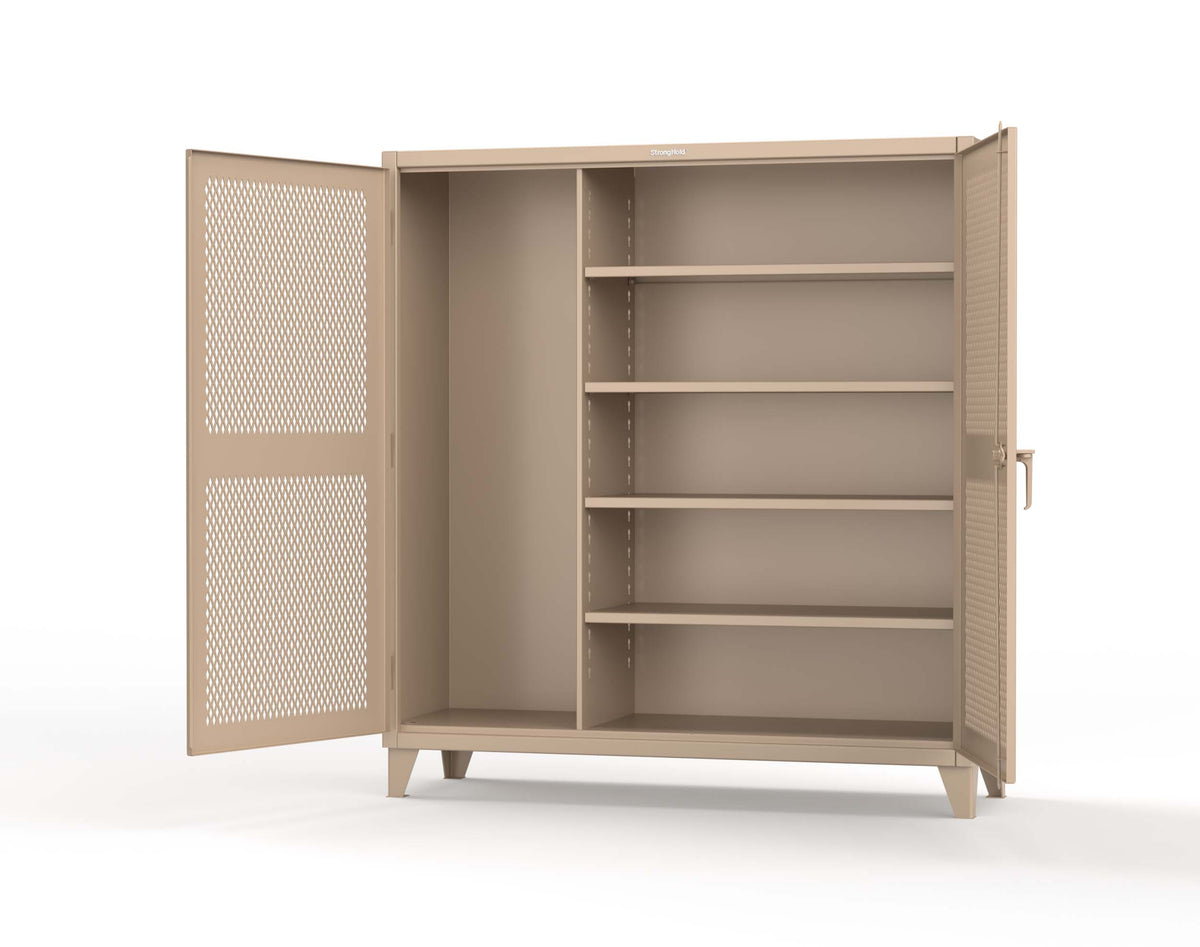 Extreme Duty 12 GA Janitorial Ventilated (Diamond) Cabinet with 4 Shelves - 72 In. W x 24 In. D x 78 In. H - 66-V-BC-244-1019