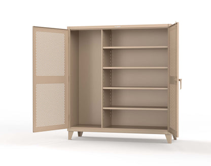 Extreme Duty 12 GA Janitorial Ventilated (Diamond) Cabinet with 4 Shelves - 72 In. W x 24 In. D x 78 In. H - 66-V-BC-244-1019