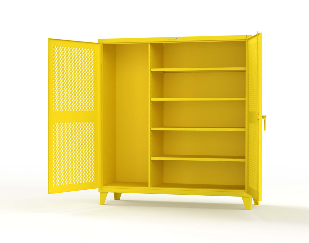 Extreme Duty 12 GA Janitorial Ventilated (Diamond) Cabinet with 4 Shelves - 72 In. W x 24 In. D x 78 In. H - 66-V-BC-244-1023