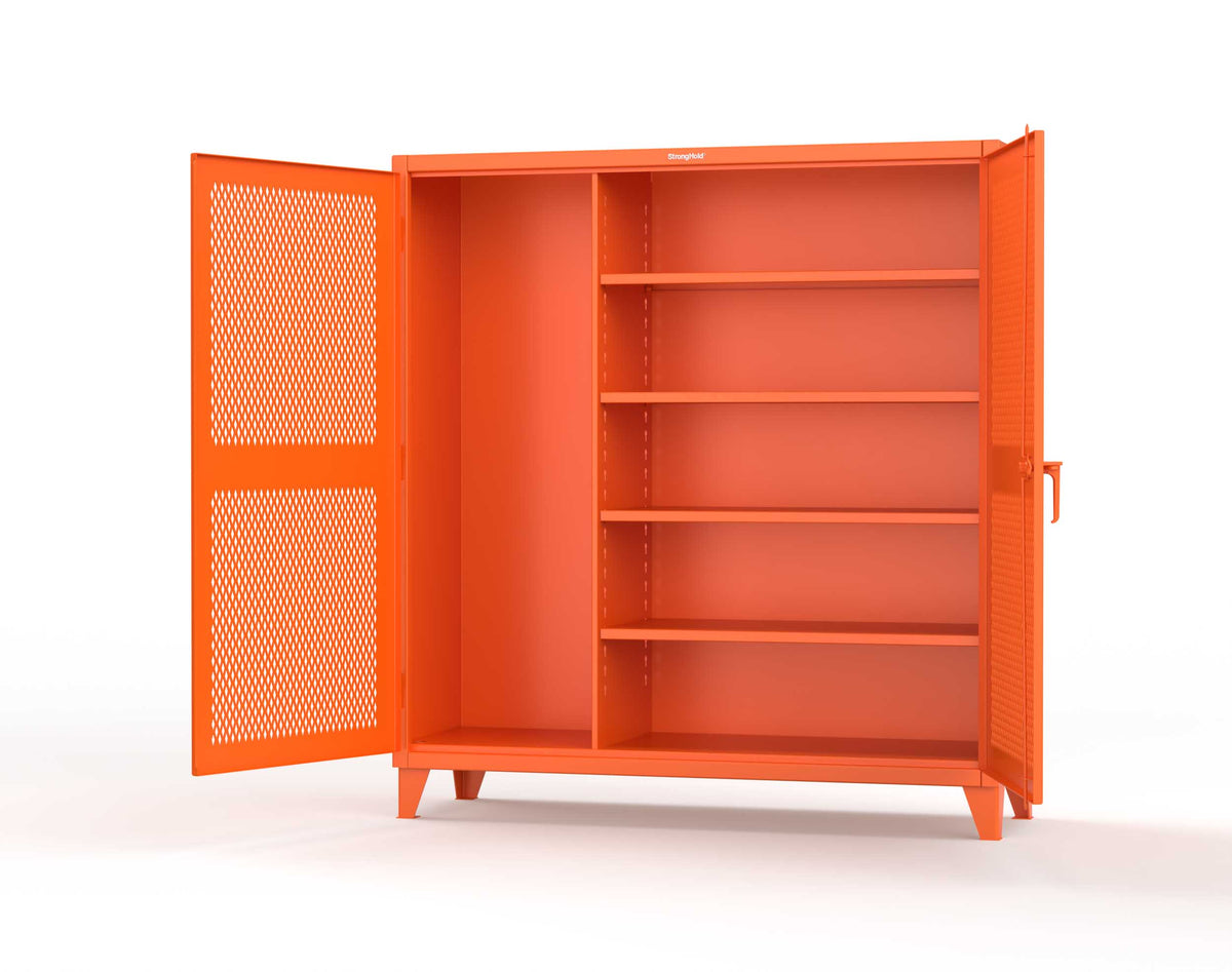 Extreme Duty 12 GA Janitorial Ventilated (Diamond) Cabinet with 4 Shelves - 72 In. W x 24 In. D x 78 In. H - 66-V-BC-244-2004