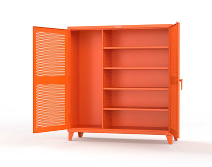 Extreme Duty 12 GA Janitorial Ventilated (Diamond) Cabinet with 4 Shelves - 72 In. W x 24 In. D x 78 In. H - 66-V-BC-244-2004