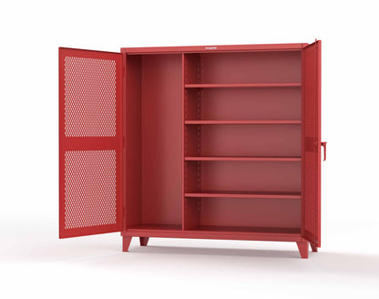 Extreme Duty 12 GA Janitorial Ventilated (Diamond) Cabinet with 4 Shelves - 72 In. W x 24 In. D x 78 In. H - 66-V-BC-244-3001