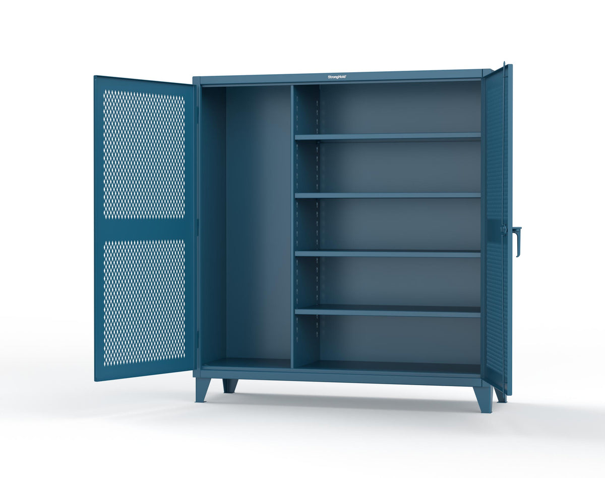 Extreme Duty 12 GA Janitorial Ventilated (Diamond) Cabinet with 4 Shelves - 72 In. W x 24 In. D x 78 In. H - 66-V-BC-244-5010