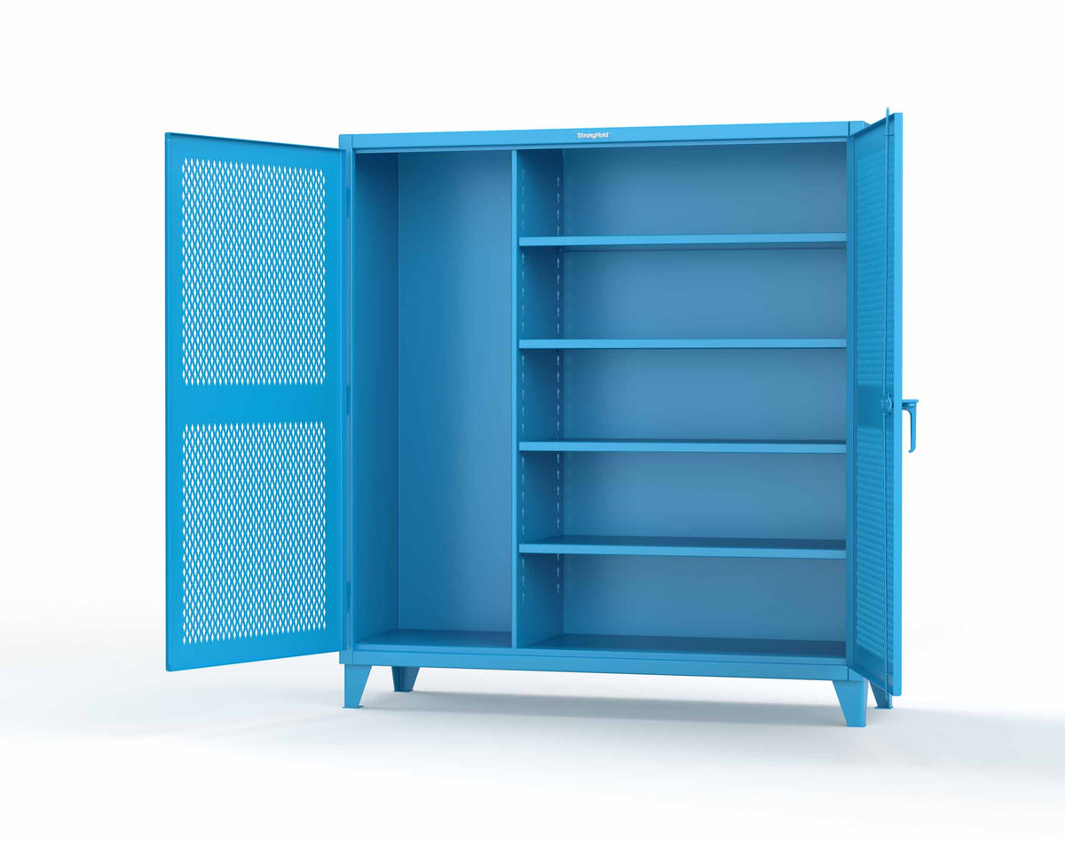 Extreme Duty 12 GA Janitorial Ventilated (Diamond) Cabinet with 4 Shelves - 72 In. W x 24 In. D x 78 In. H - 66-V-BC-244-5012
