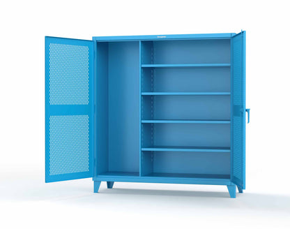 Extreme Duty 12 GA Janitorial Ventilated (Diamond) Cabinet with 4 Shelves - 72 In. W x 24 In. D x 78 In. H - 66-V-BC-244-5012