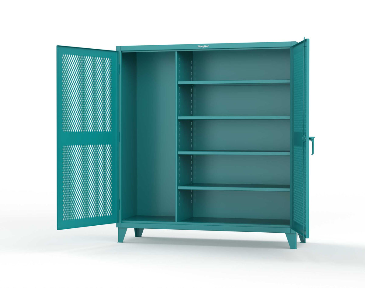 Extreme Duty 12 GA Janitorial Ventilated (Diamond) Cabinet with 4 Shelves - 72 In. W x 24 In. D x 78 In. H - 66-V-BC-244-5021