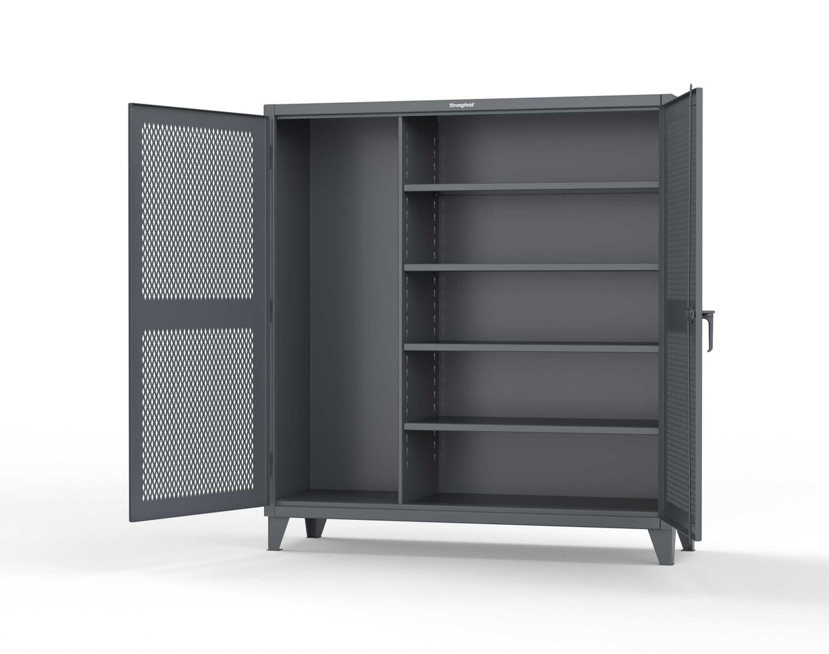 Extreme Duty 12 GA Janitorial Ventilated (Diamond) Cabinet with 4 Shelves - 72 In. W x 24 In. D x 78 In. H - 66-V-BC-244-7024