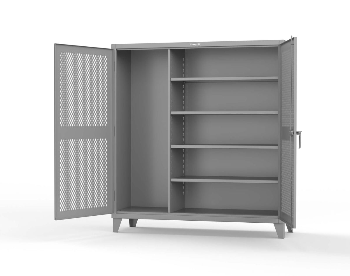 Extreme Duty 12 GA Janitorial Ventilated (Diamond) Cabinet with 4 Shelves - 72 In. W x 24 In. D x 78 In. H - 66-V-BC-244-7037