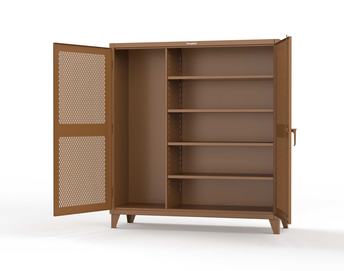 Extreme Duty 12 GA Janitorial Ventilated (Diamond) Cabinet with 4 Shelves - 72 In. W x 24 In. D x 78 In. H - 66-V-BC-244-8025