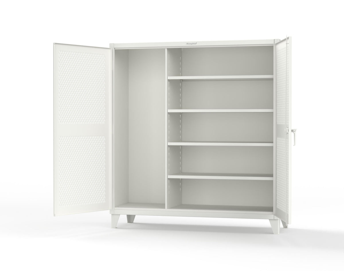 Extreme Duty 12 GA Janitorial Ventilated (Diamond) Cabinet with 4 Shelves - 72 In. W x 24 In. D x 78 In. H - 66-V-BC-244-9003
