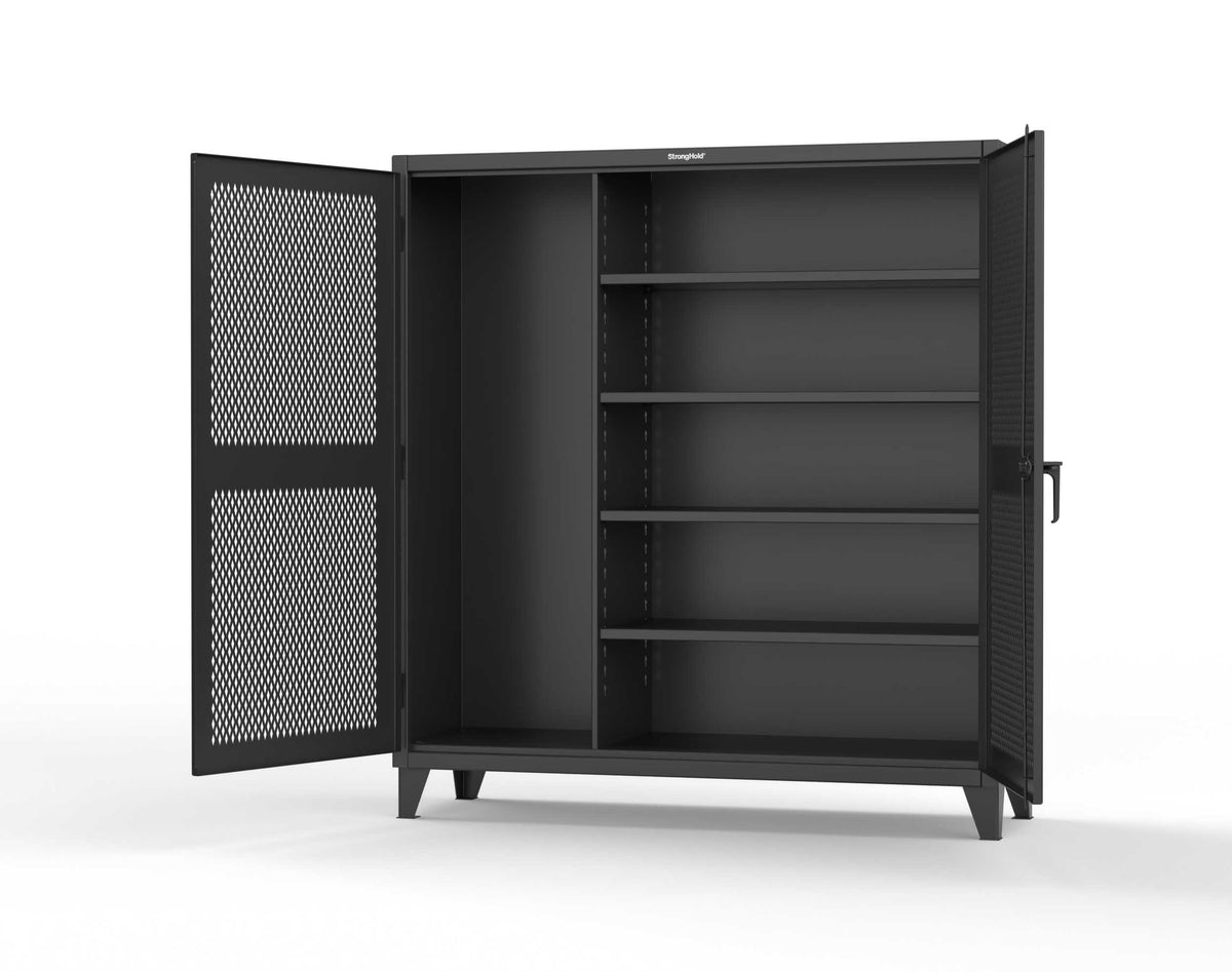 Extreme Duty 12 GA Janitorial Ventilated (Diamond) Cabinet with 4 Shelves - 72 In. W x 24 In. D x 78 In. H - 66-V-BC-244-9005