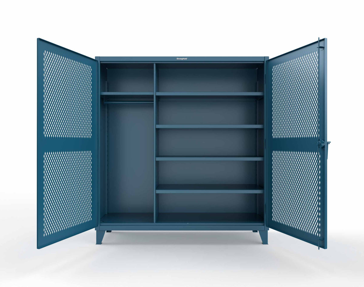 Extreme Duty 12 GA Uniform Ventilated (Diamond) Cabinet with 4 Shelves - 72 In. W x 24 In. D x 78 In. H - 66-V-W-245-5010