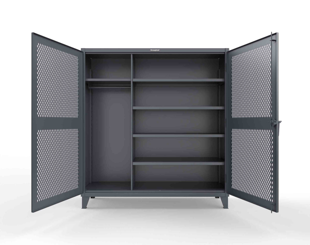 Extreme Duty 12 GA Uniform Ventilated (Diamond) Cabinet with 4 Shelves - 72 In. W x 24 In. D x 78 In. H - 66-V-W-245-7024