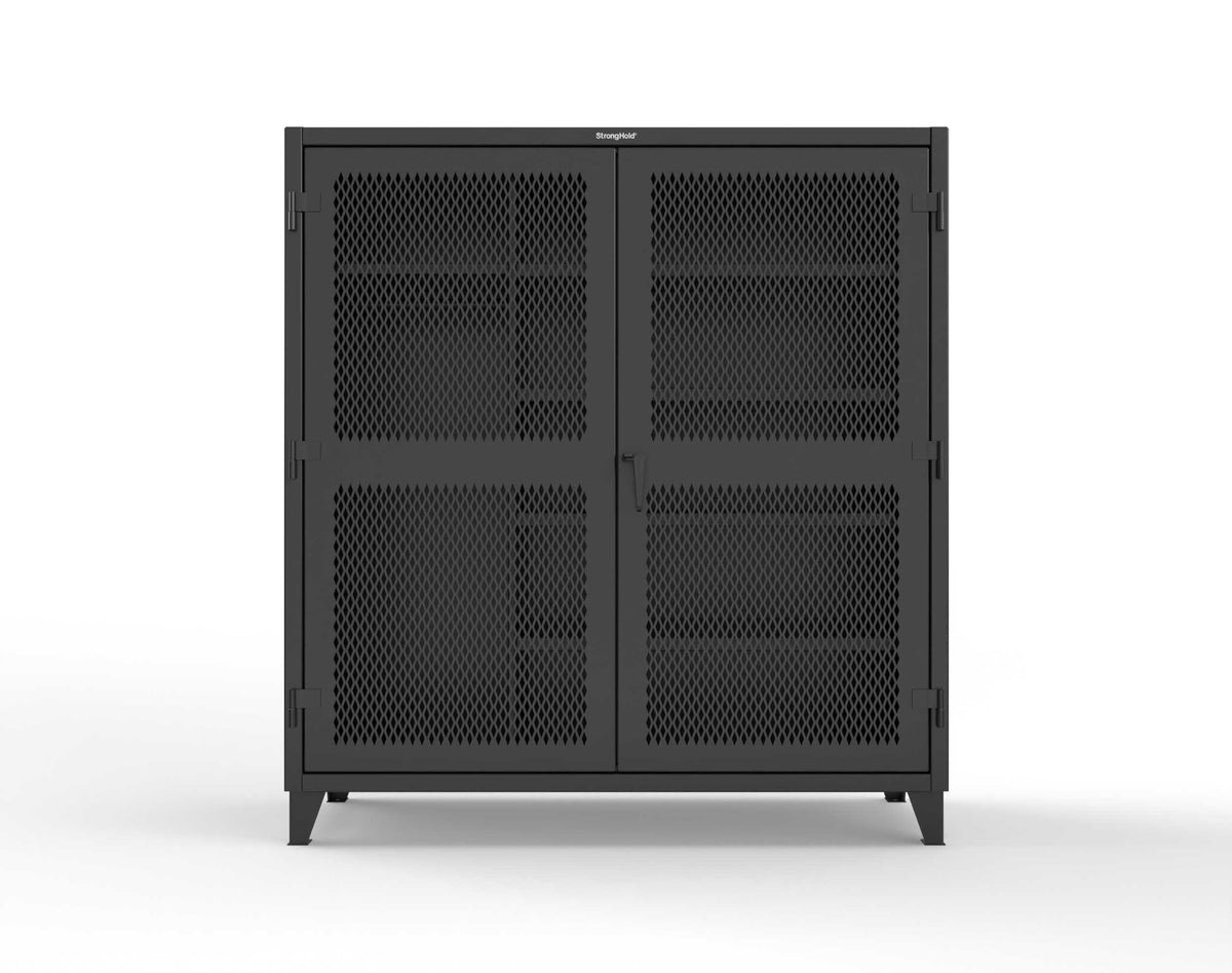 Extreme Duty 12 GA Uniform Ventilated (Diamond) Cabinet with 4 Shelves - 72 In. W x 24 In. D x 78 In. H - 66-V-W-245-9005