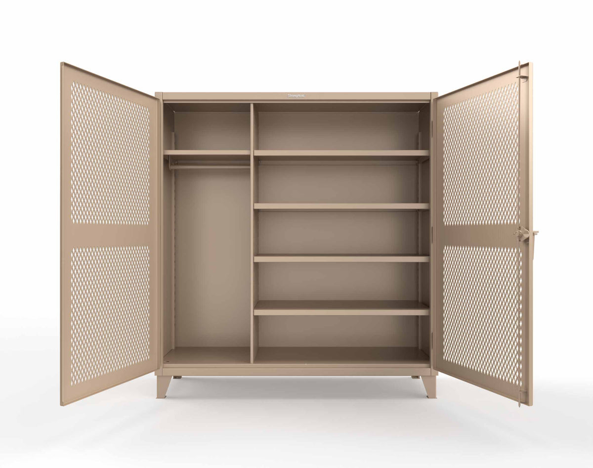 Extreme Duty 12 GA Uniform Ventilated (Diamond) Cabinet with 4 Shelves - 72 In. W x 24 In. D x 78 In. H - 66-V-W-245-1019