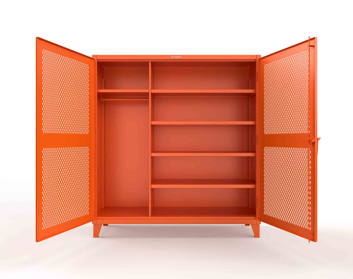 Extreme Duty 12 GA Uniform Ventilated (Diamond) Cabinet with 4 Shelves - 72 In. W x 24 In. D x 78 In. H - 66-V-W-245-2004