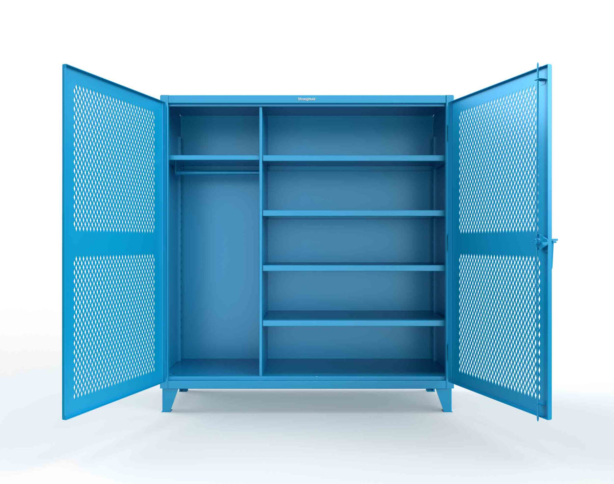 Extreme Duty 12 GA Uniform Ventilated (Diamond) Cabinet with 4 Shelves - 72 In. W x 24 In. D x 78 In. H - 66-V-W-245-5012