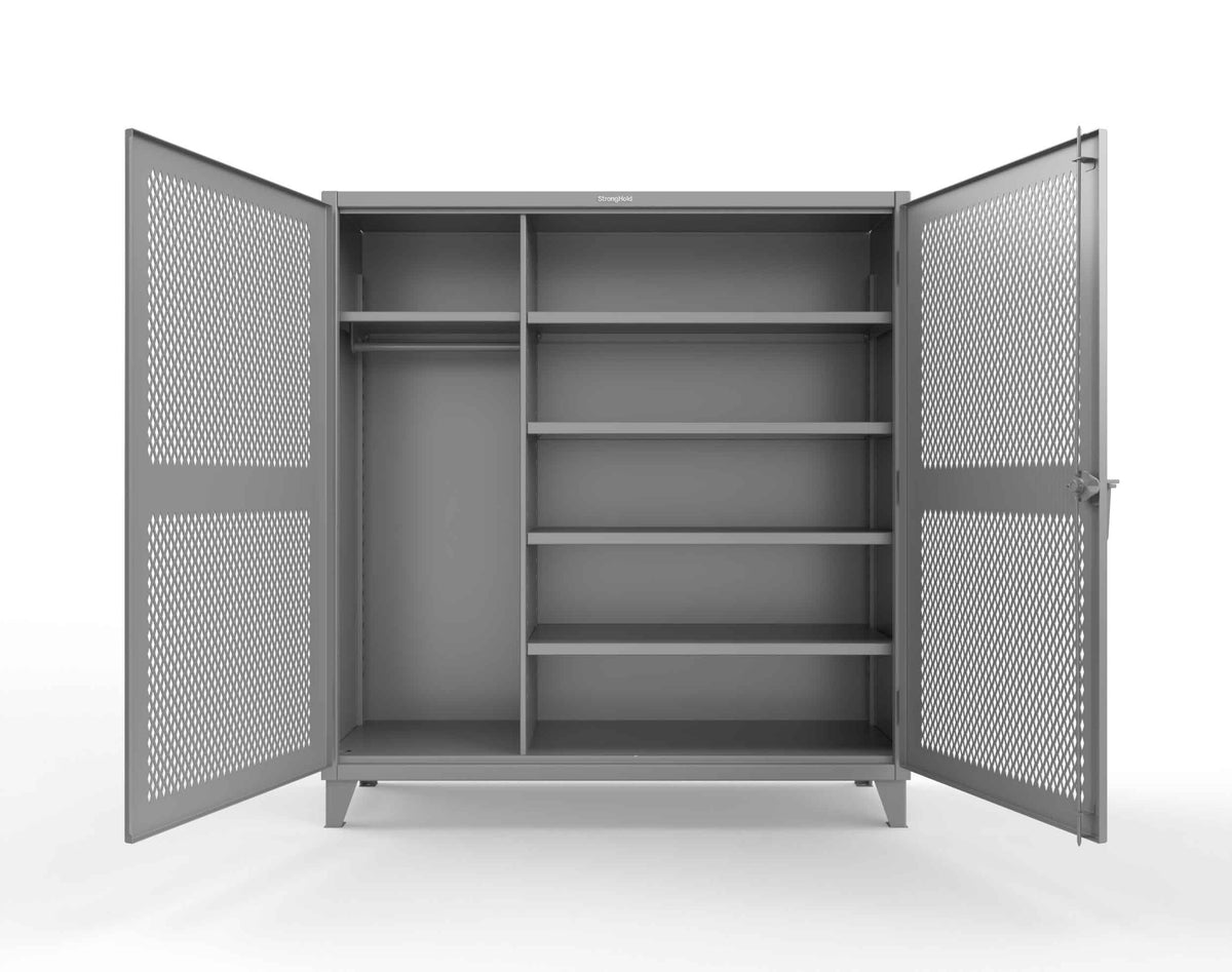 Extreme Duty 12 GA Uniform Ventilated (Diamond) Cabinet with 4 Shelves - 72 In. W x 24 In. D x 78 In. H - 66-V-W-245-7037