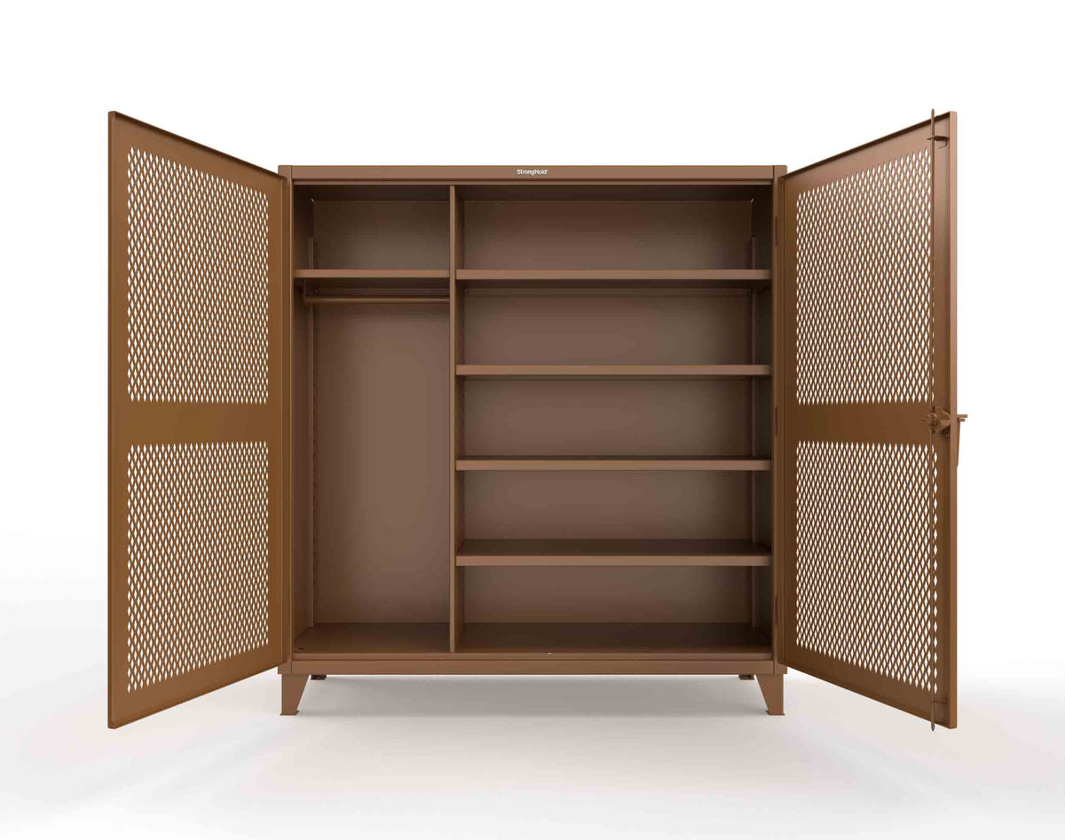 Extreme Duty 12 GA Uniform Ventilated (Diamond) Cabinet with 4 Shelves - 72 In. W x 24 In. D x 78 In. H - 66-V-W-245-8025