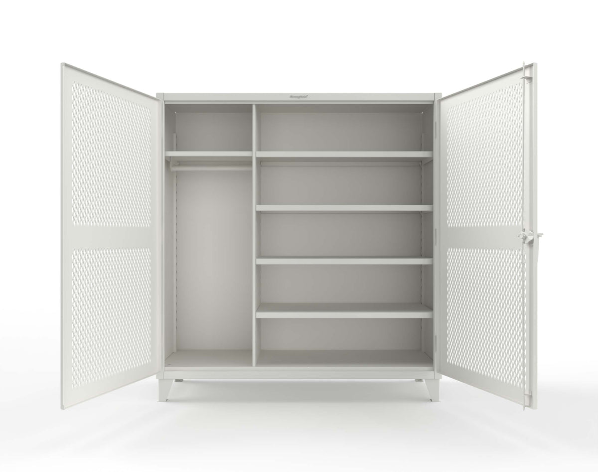 Extreme Duty 12 GA Uniform Ventilated (Diamond) Cabinet with 4 Shelves - 72 In. W x 24 In. D x 78 In. H - 66-V-W-245-9003