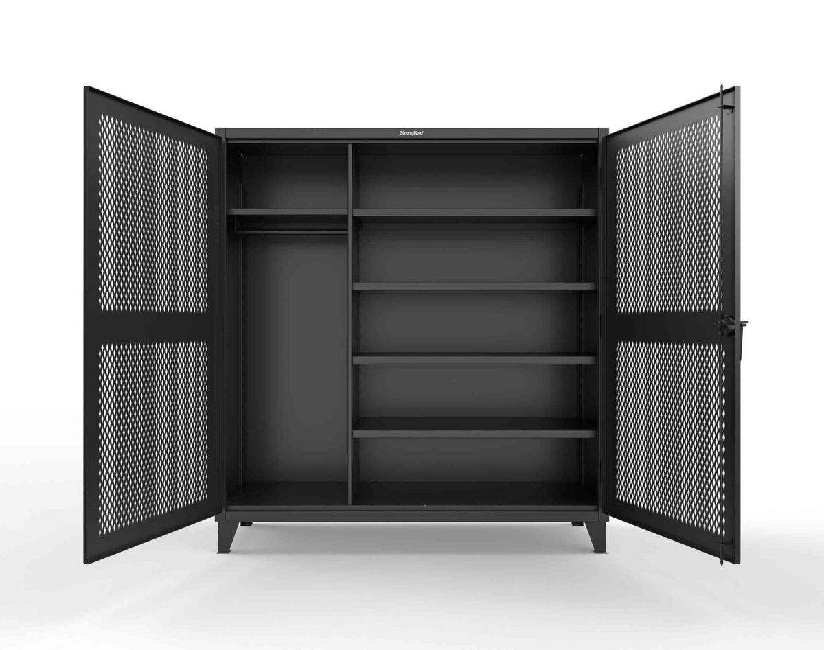 Extreme Duty 12 GA Uniform Ventilated (Diamond) Cabinet with 4 Shelves - 72 In. W x 24 In. D x 78 In. H - 66-V-W-245-9005