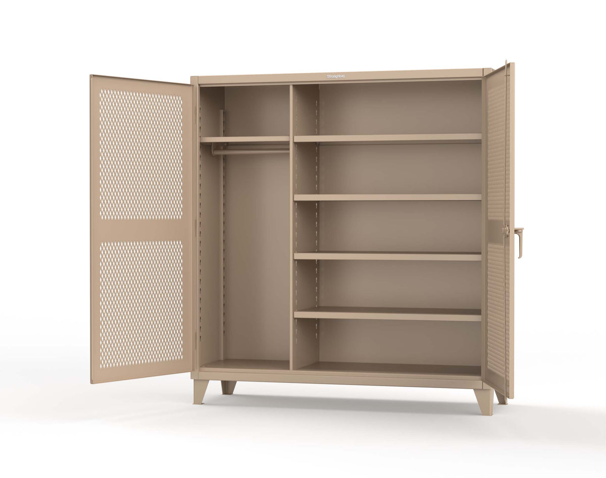 Extreme Duty 12 GA Uniform Ventilated (Diamond) Cabinet with 4 Shelves - 72 In. W x 24 In. D x 78 In. H - 66-V-W-245-1019