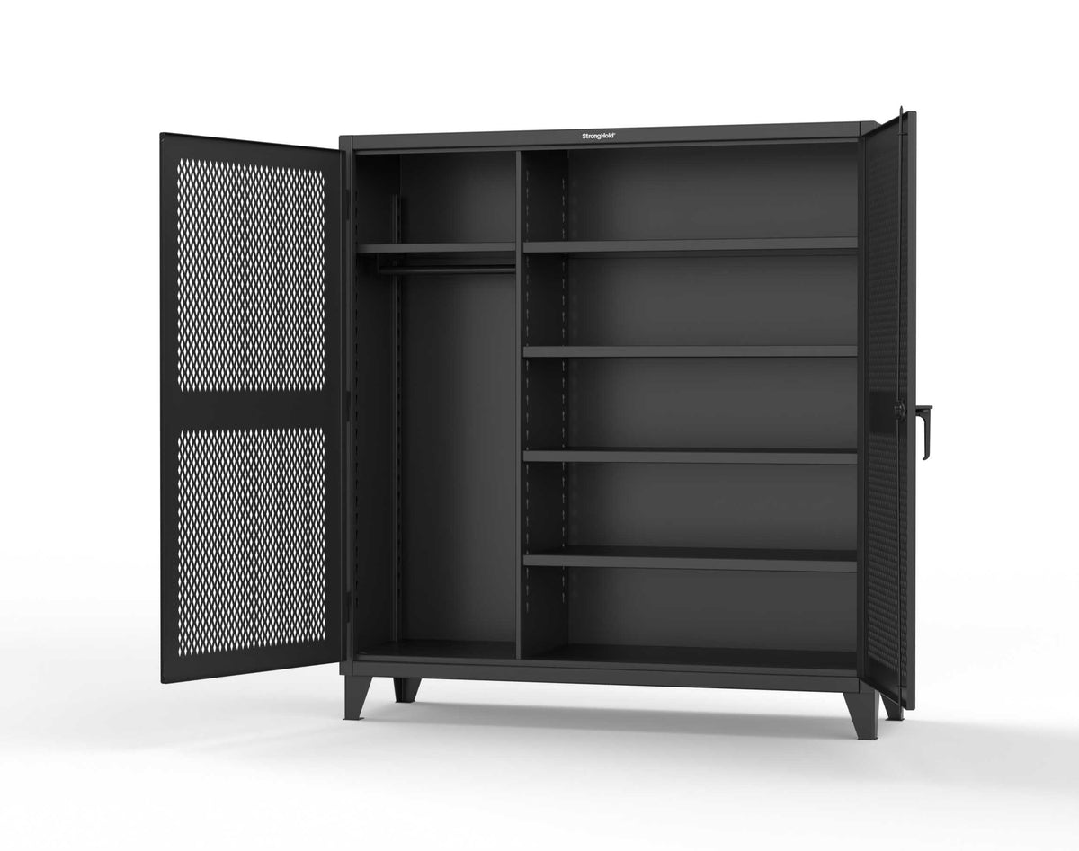 Extreme Duty 12 GA Uniform Ventilated (Diamond) Cabinet with 4 Shelves - 72 In. W x 24 In. D x 78 In. H - 66-V-W-245-9005