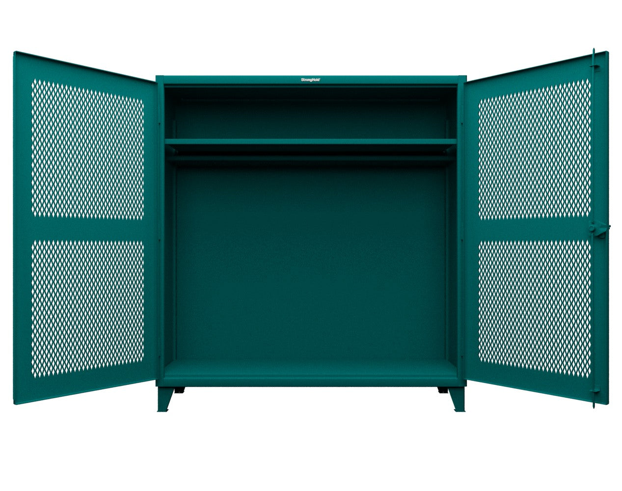 Extreme Duty 12 GA Ventilated (Diamond) Uniform Cabinet with Hanger Rod, 1 Shelf - 72 In. W x 24 In. D x 78 In. H