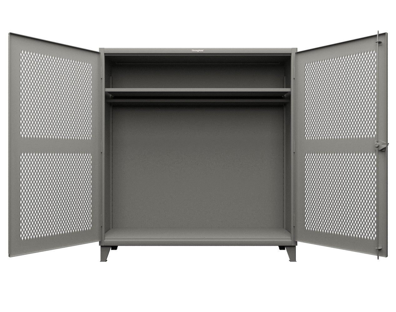 Extreme Duty 12 GA Ventilated (Diamond) Uniform Cabinet with Hanger Rod, 1 Shelf - 72 In. W x 24 In. D x 78 In. H