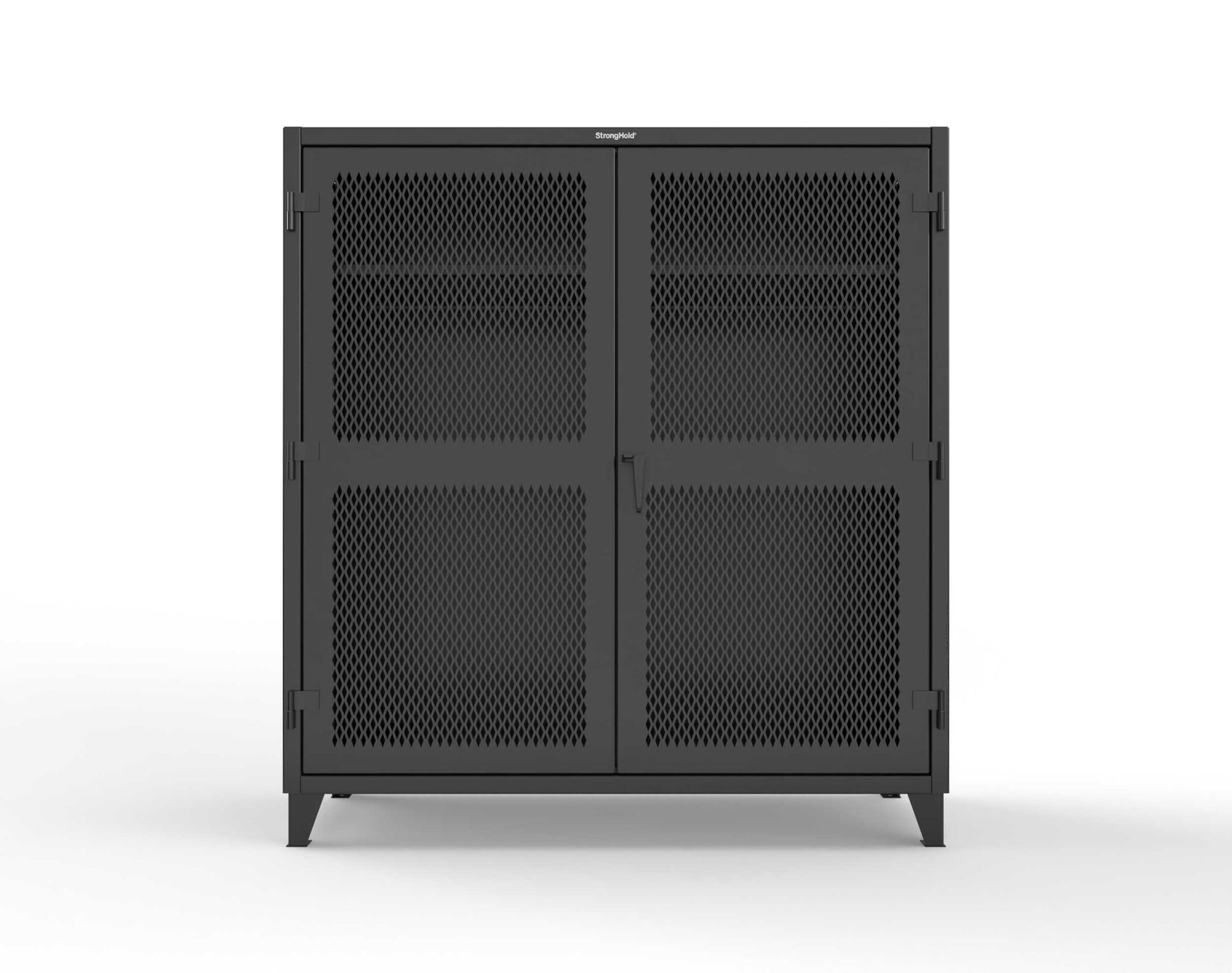 Extreme Duty 12 GA Ventilated (Diamond) Uniform Cabinet with Hanger Rod, 1 Shelf - 72 In. W x 24 In. D x 78 In. H - 66-V-WR-241-9005